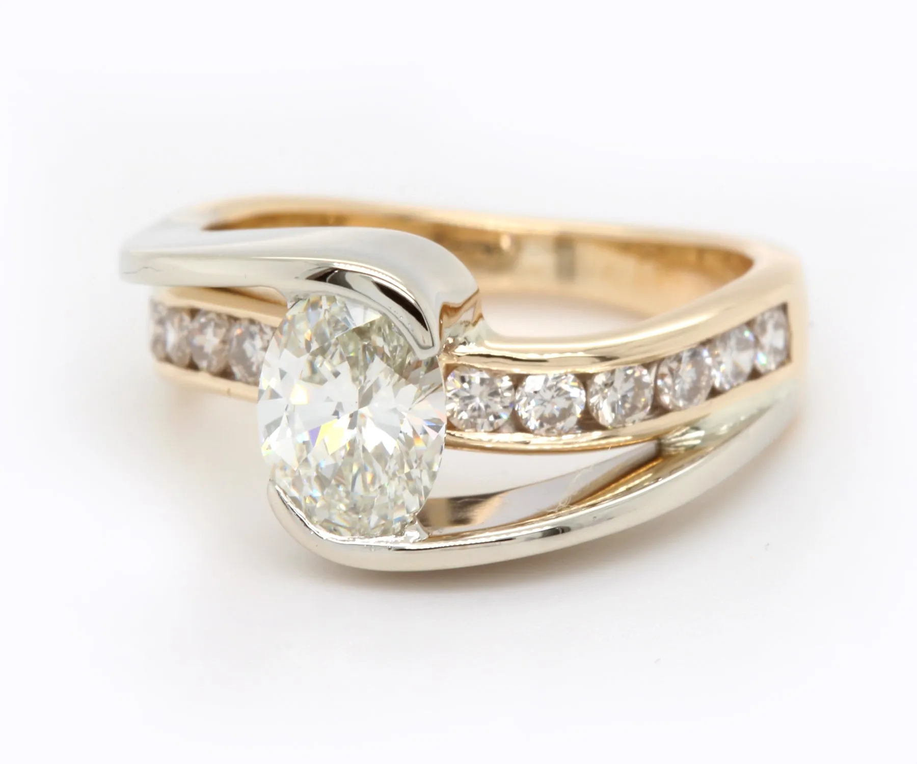 Two Tone Oval Curved Wedding Ring Redesigned