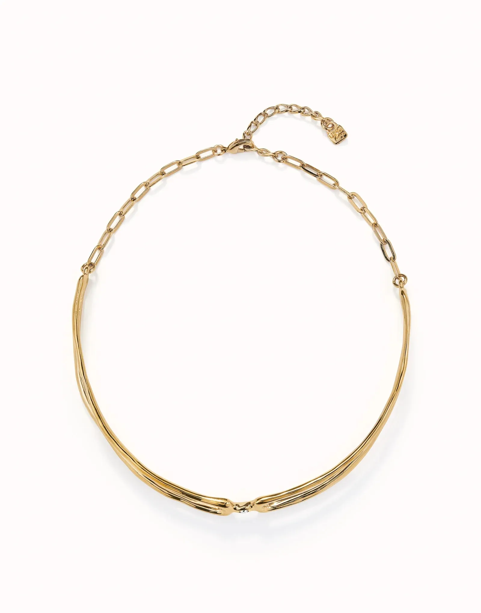UNOde50 Double 18K Gold-plated Necklace with White Topaz