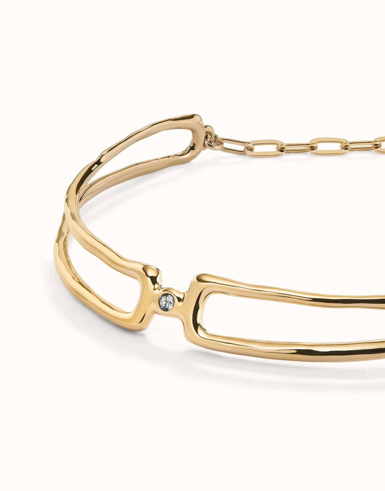 UNOde50 Double 18K Gold-plated Necklace with White Topaz