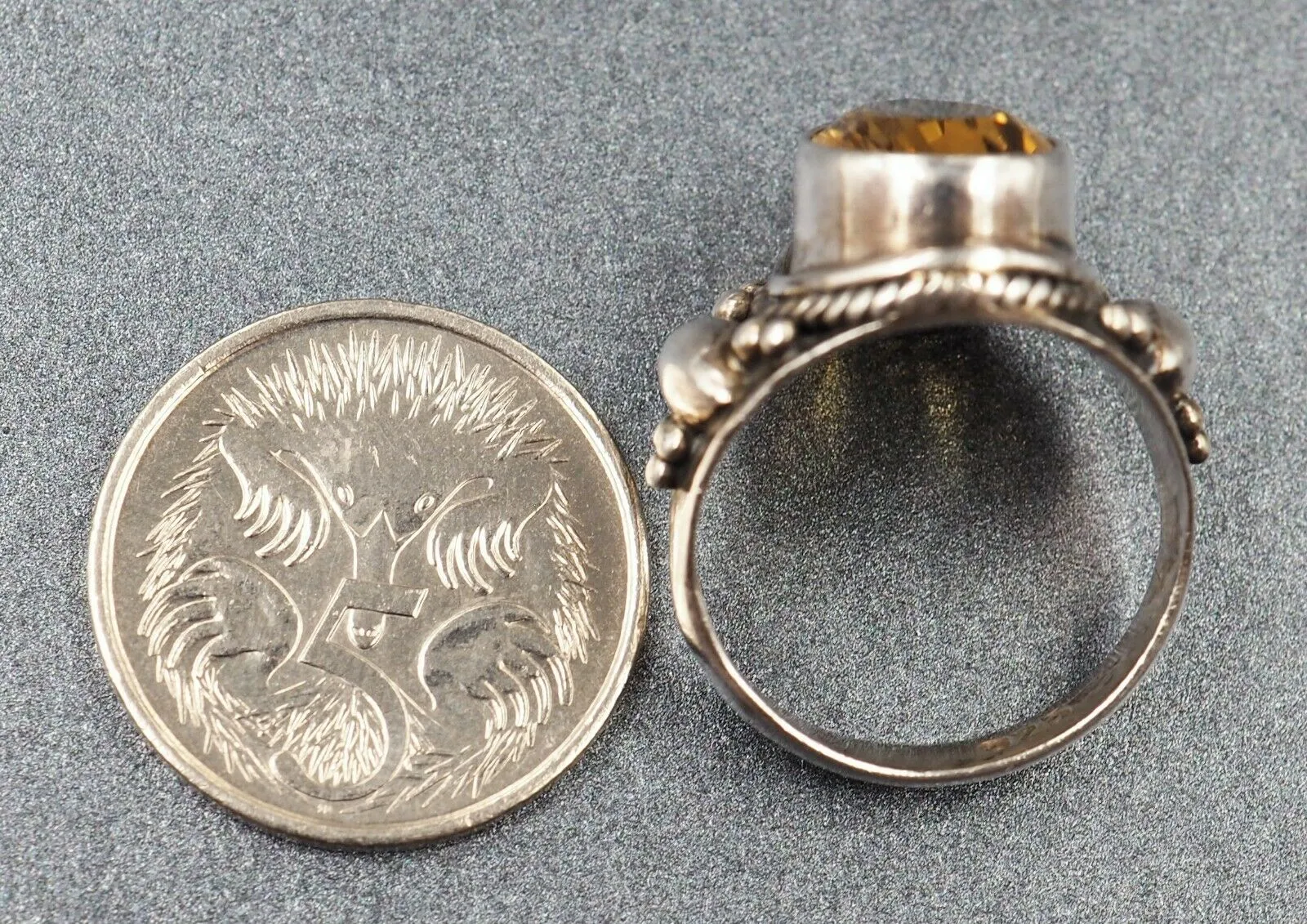 Vintage Citrine 925 Sterling Silver Ring