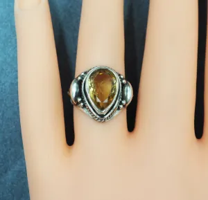 Vintage Citrine 925 Sterling Silver Ring