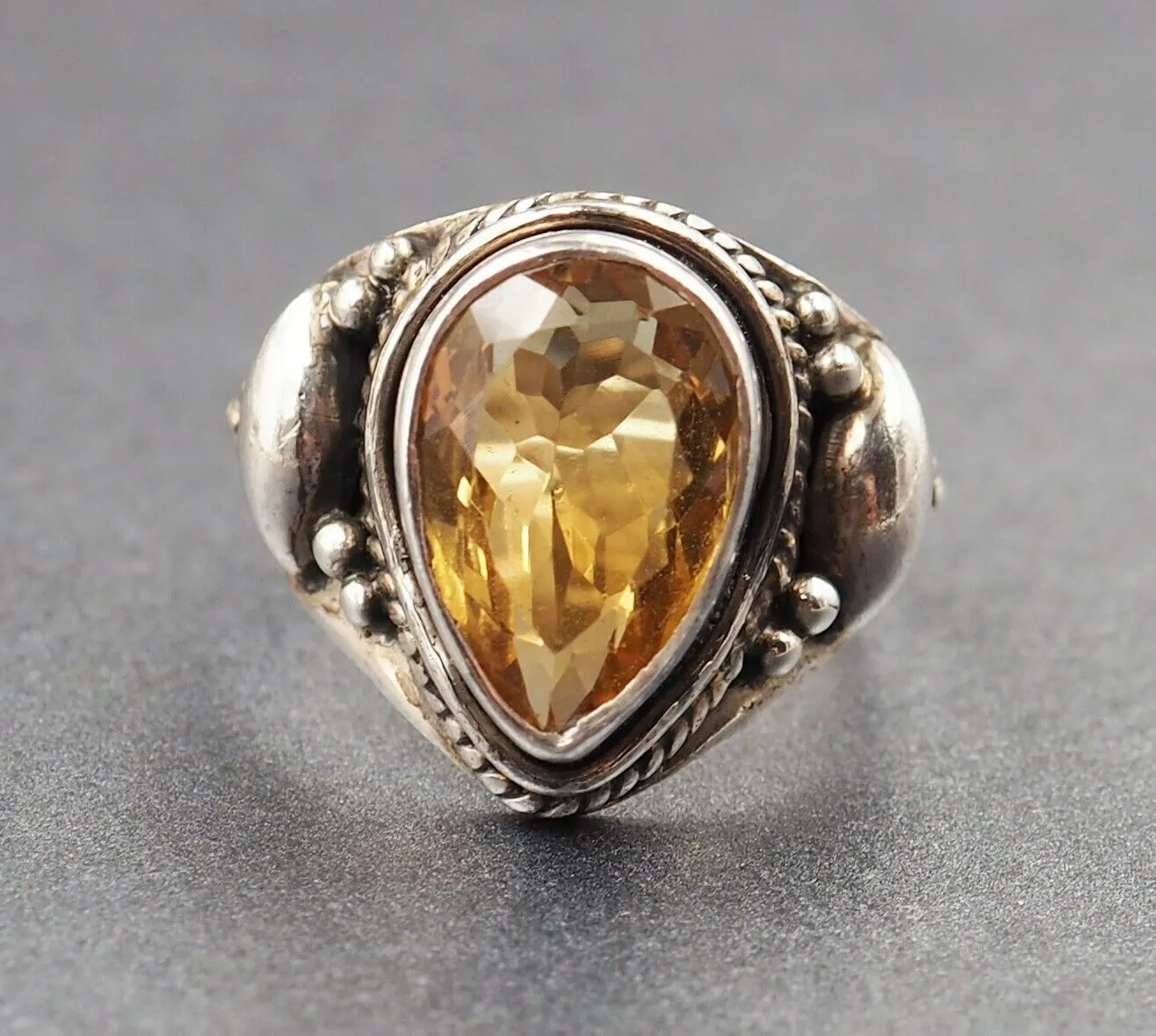 Vintage Citrine 925 Sterling Silver Ring