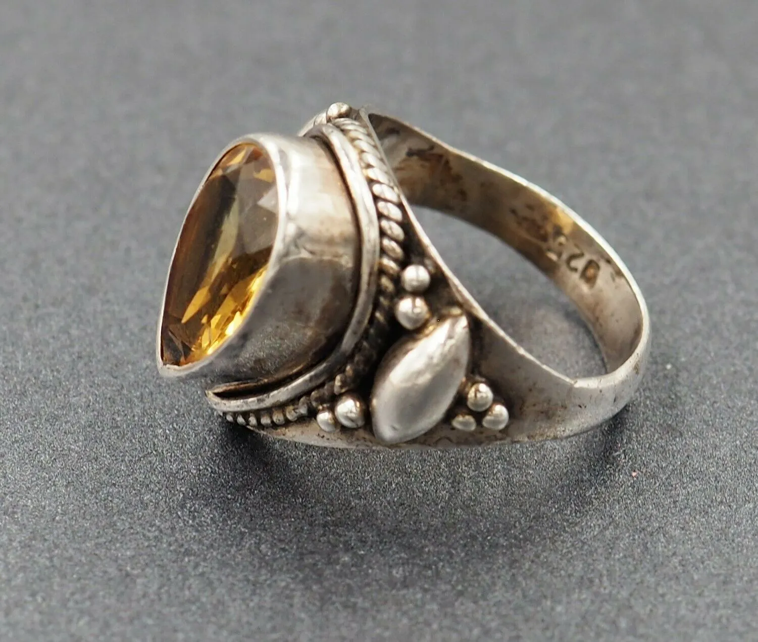 Vintage Citrine 925 Sterling Silver Ring