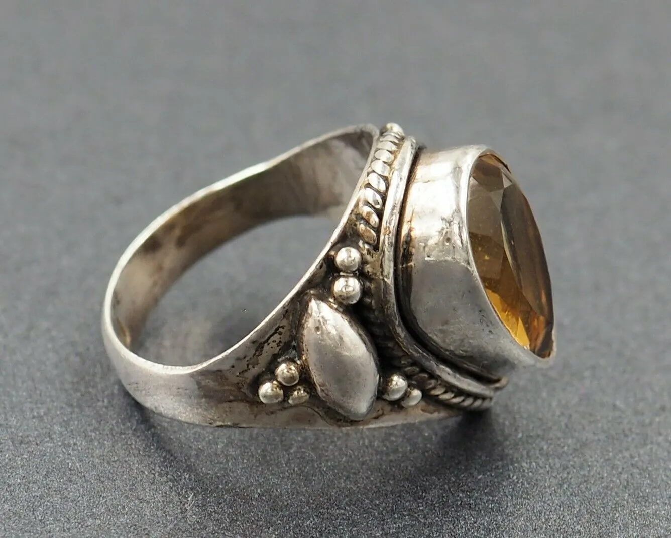 Vintage Citrine 925 Sterling Silver Ring