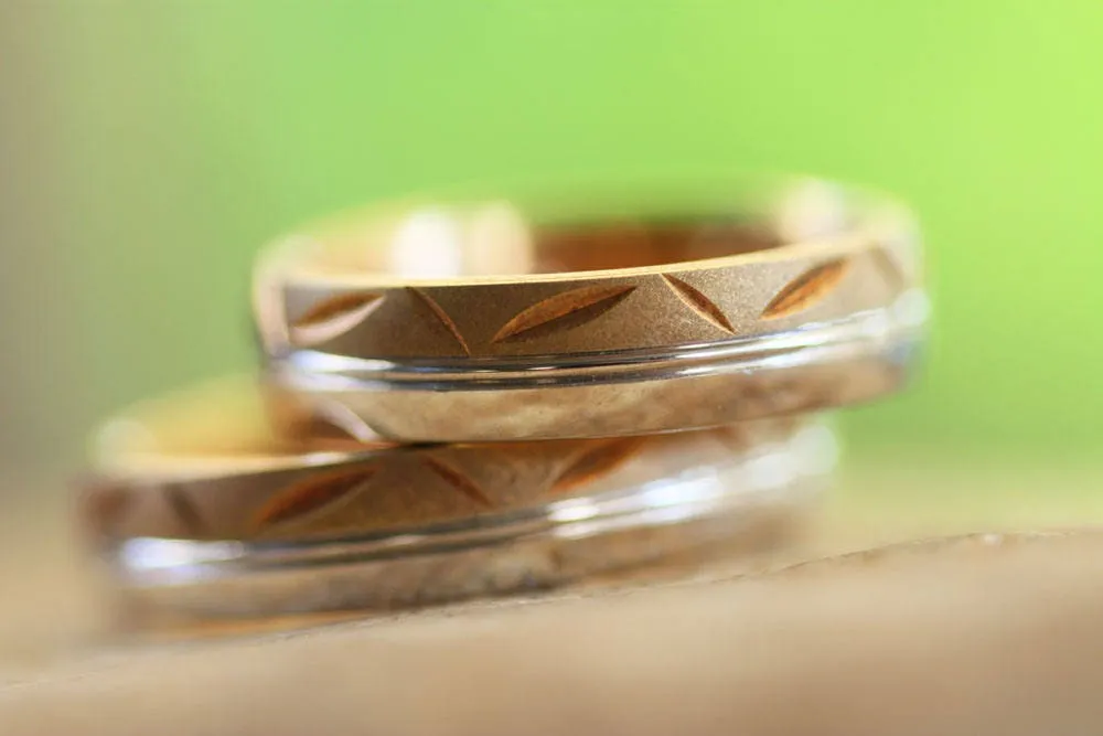 Wedding gold ring set / Men wedding RING / Personalized engraved VALENTINES DAY gift