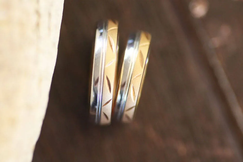 Wedding gold ring set / Men wedding RING / Personalized engraved VALENTINES DAY gift