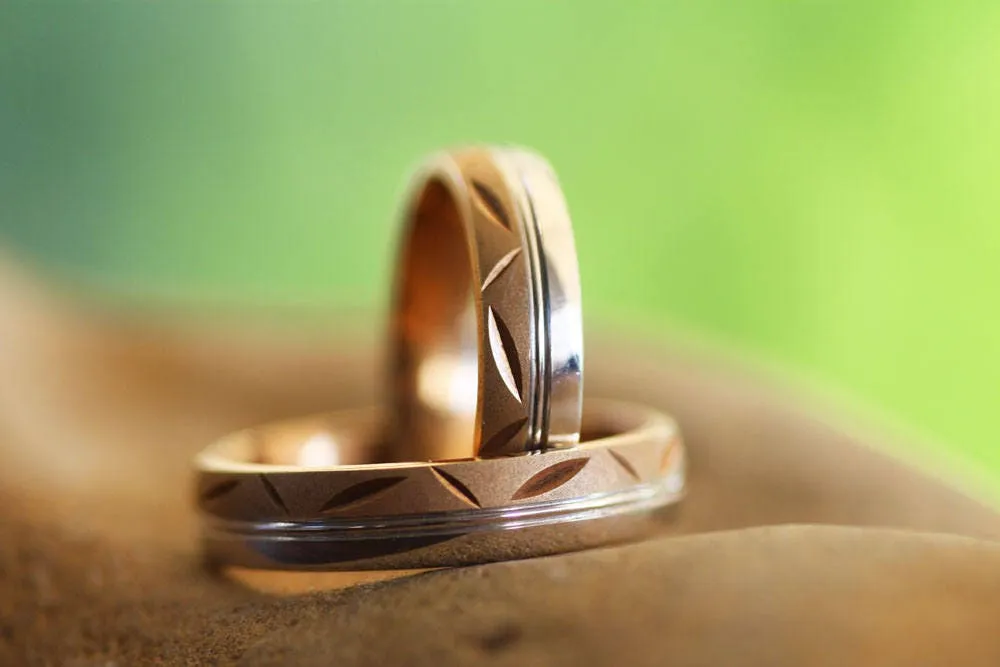 Wedding gold ring set / Men wedding RING / Personalized engraved VALENTINES DAY gift