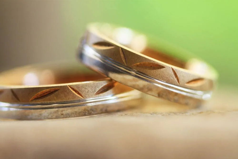 Wedding gold ring set / Men wedding RING / Personalized engraved VALENTINES DAY gift