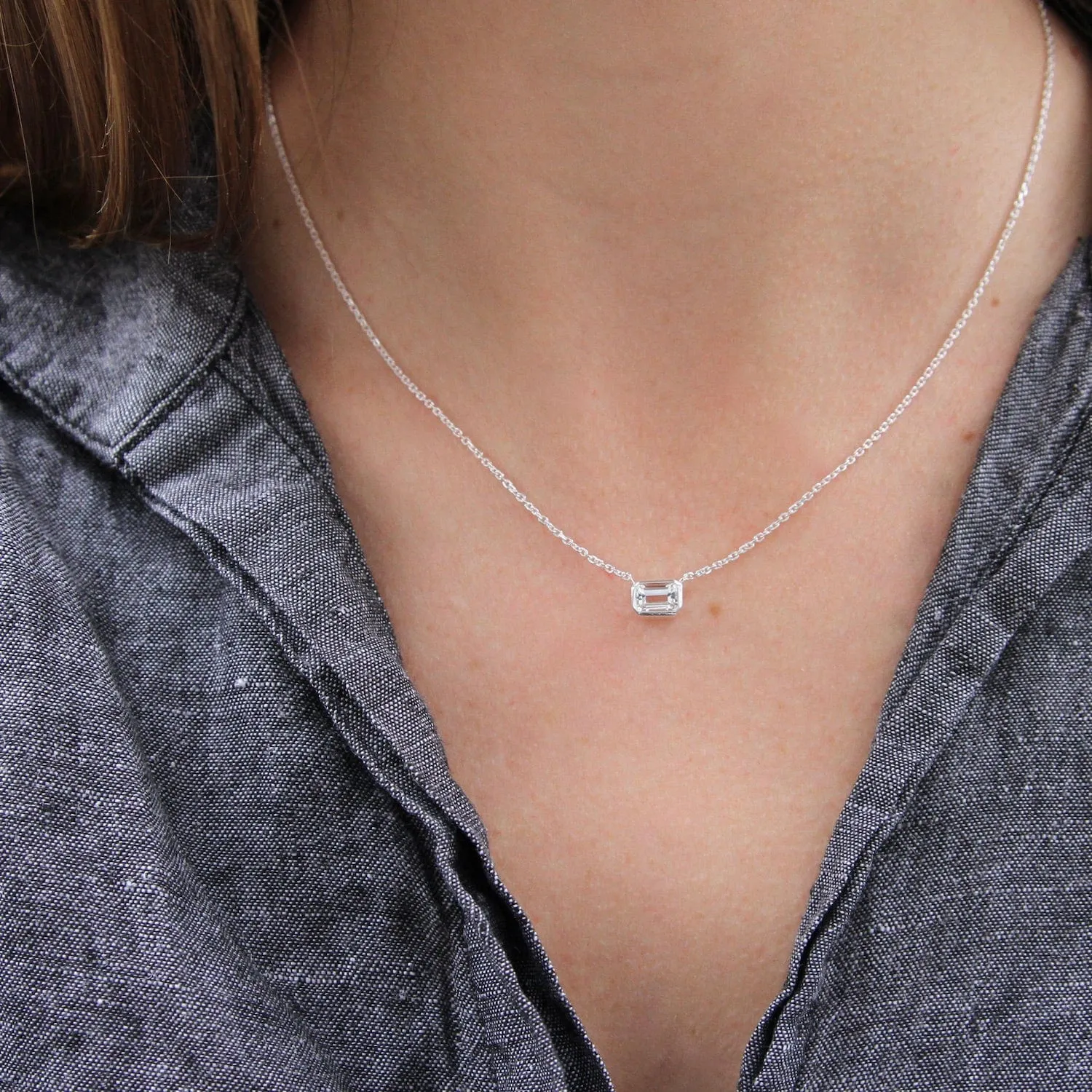 White Topaz Solitaire Necklace