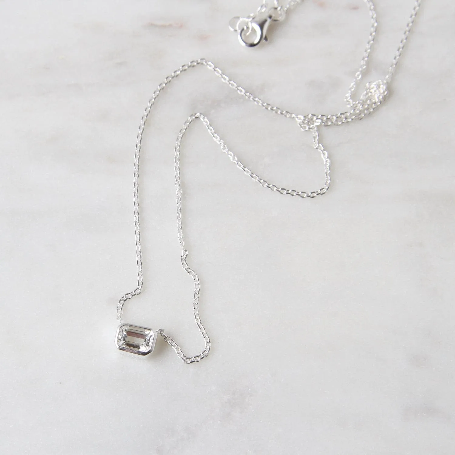 White Topaz Solitaire Necklace