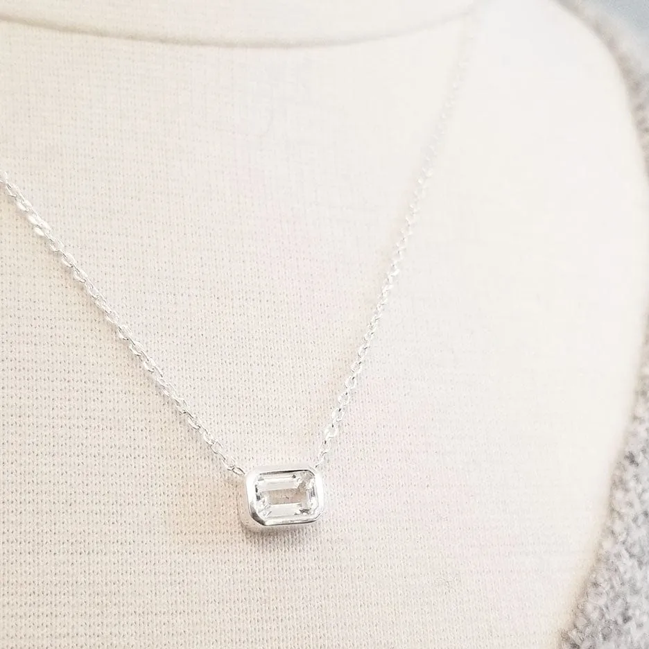 White Topaz Solitaire Necklace