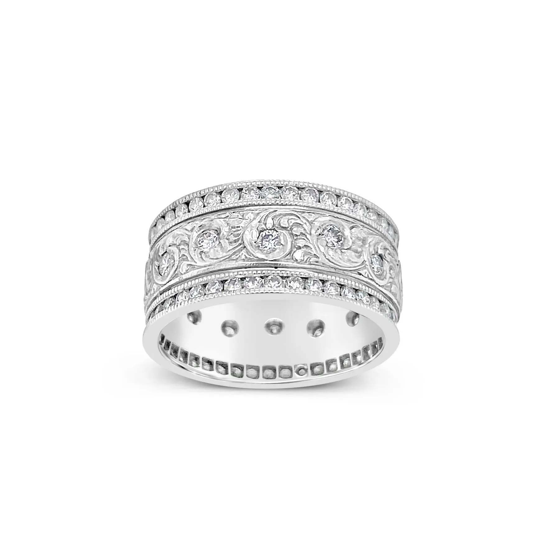 Wide Diamond Scroll Ring