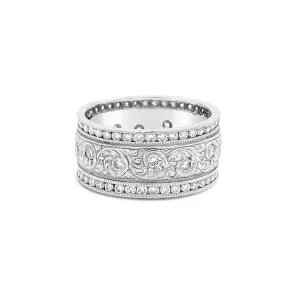 Wide Diamond Scroll Ring