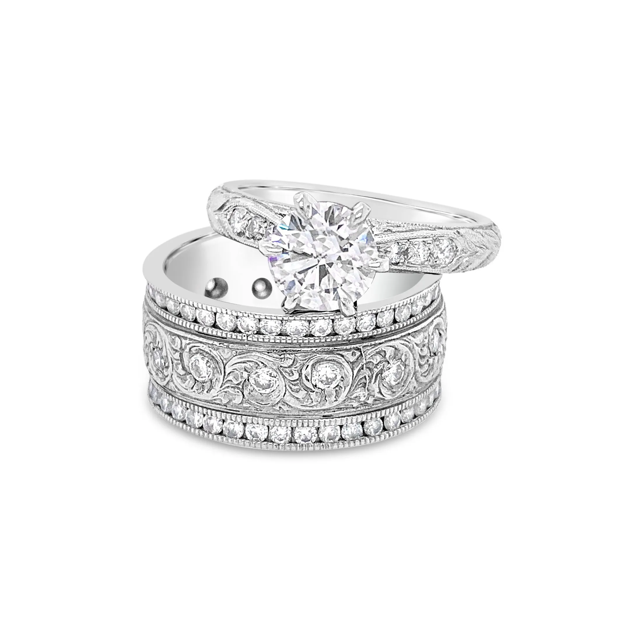 Wide Diamond Scroll Ring