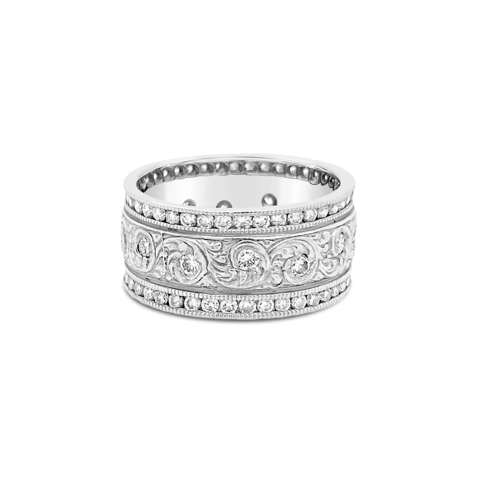 Wide Diamond Scroll Ring