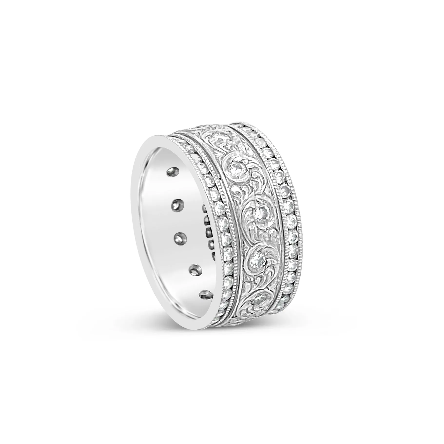 Wide Diamond Scroll Ring