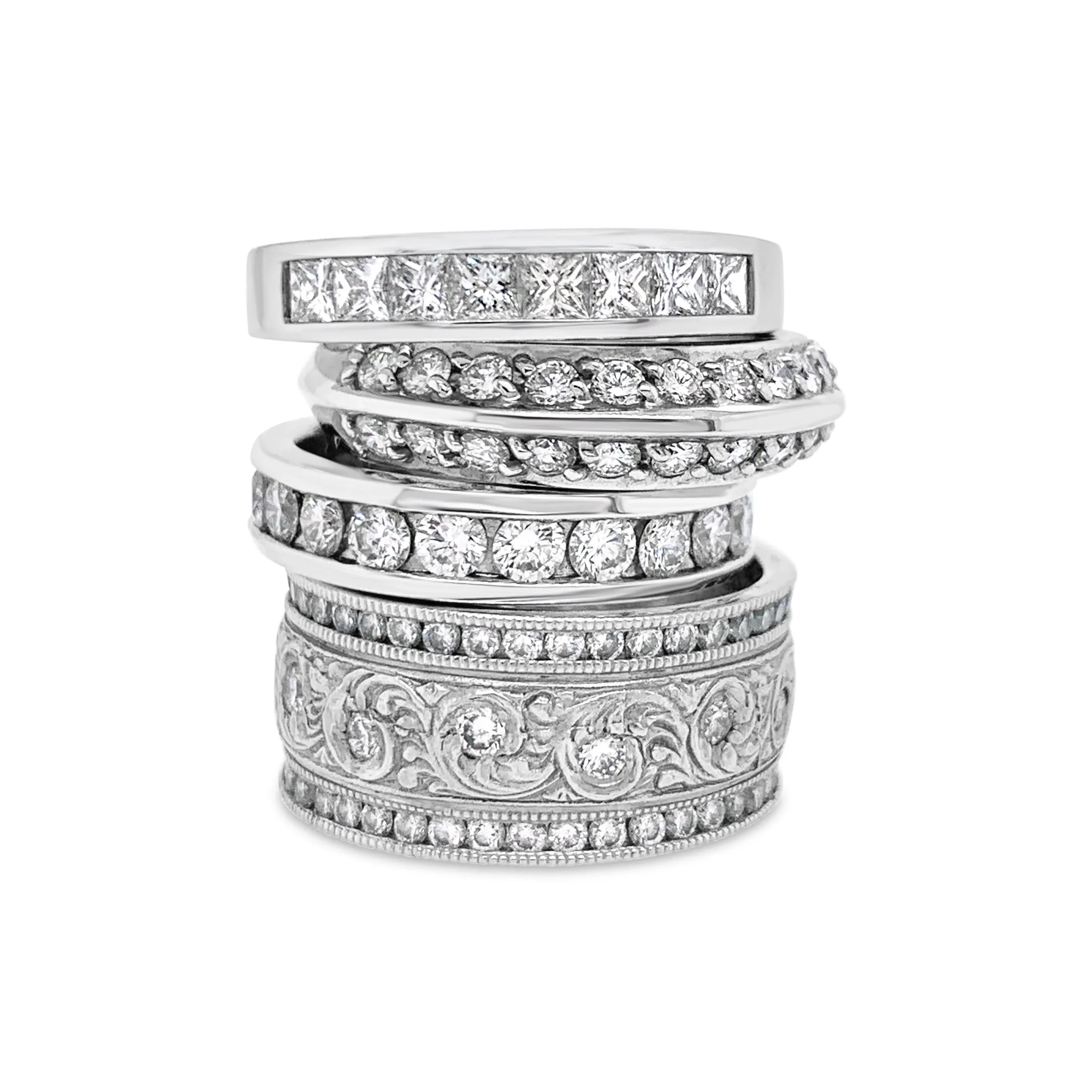 Wide Diamond Scroll Ring