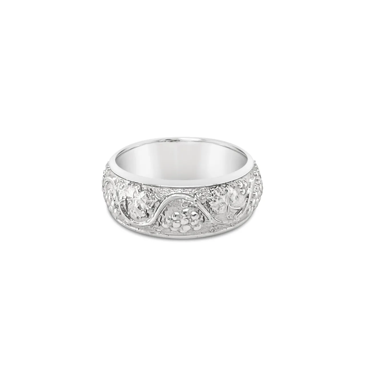 Wide Grape Leaf Engraved Band