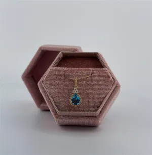 Yellow Gold Diamond Accented Blue Topaz Necklace
