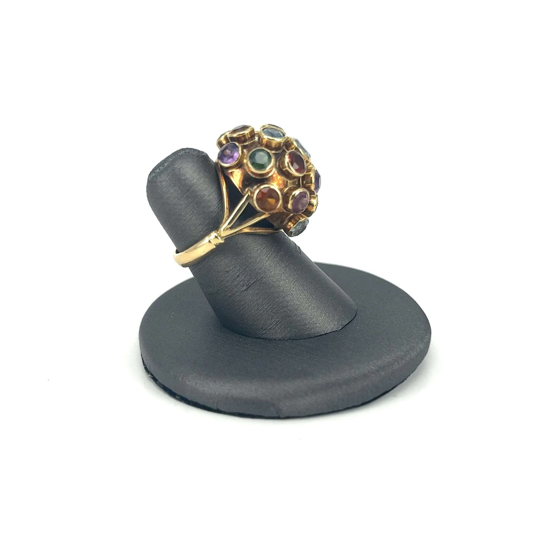 Yellow Gold Estate Multicolor Spherical Ring