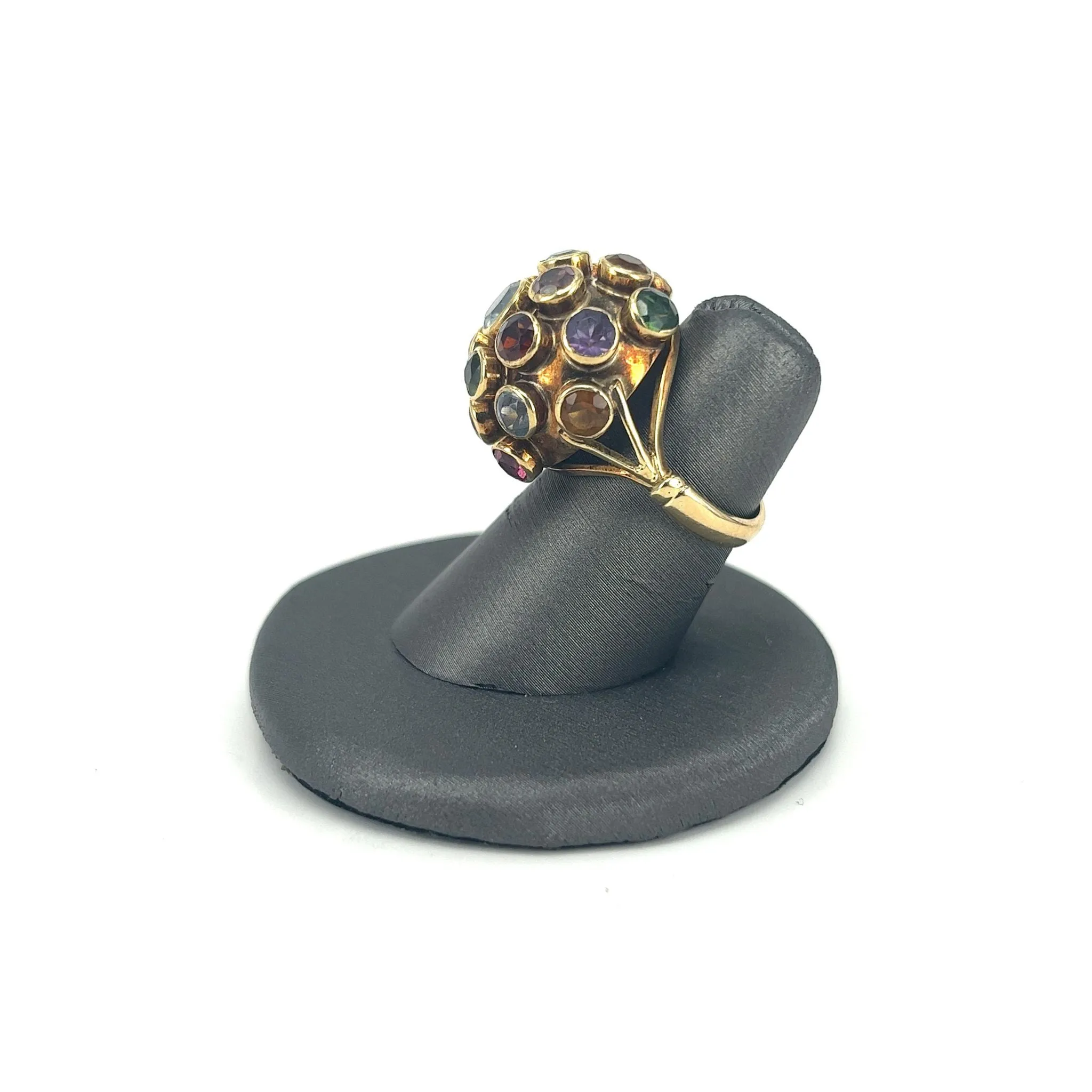 Yellow Gold Estate Multicolor Spherical Ring