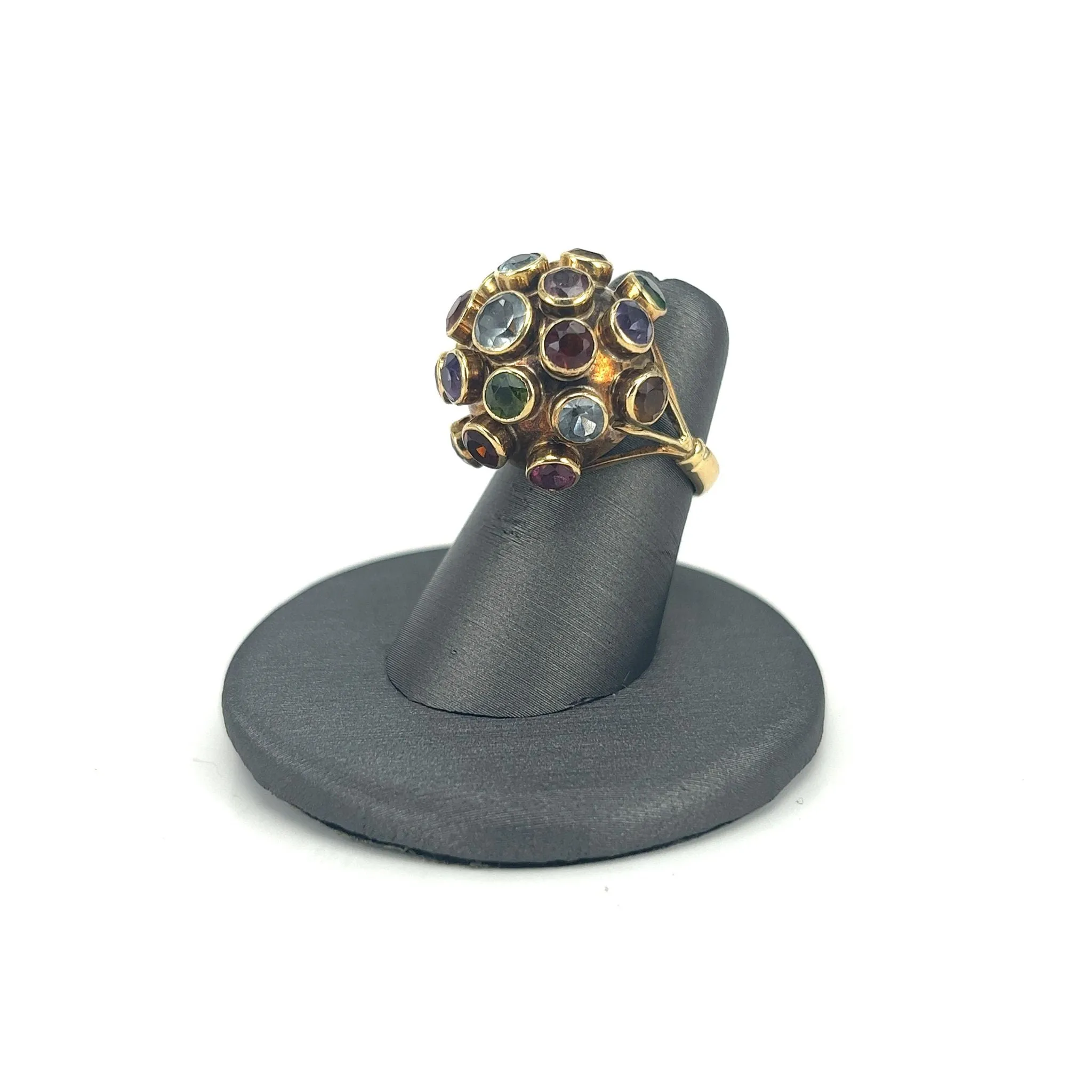 Yellow Gold Estate Multicolor Spherical Ring