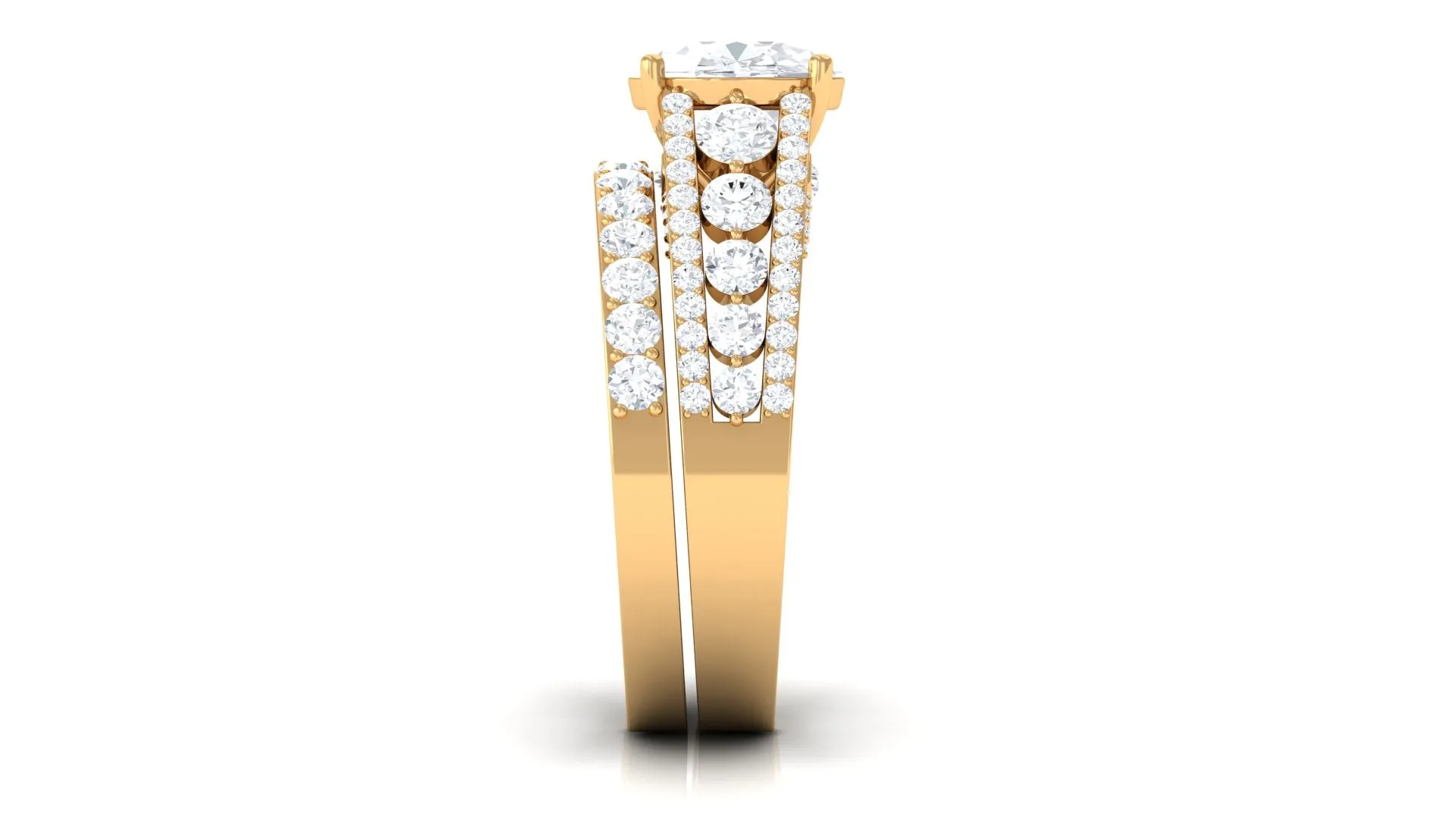 Zircon Designer Wedding Ring Set with Band