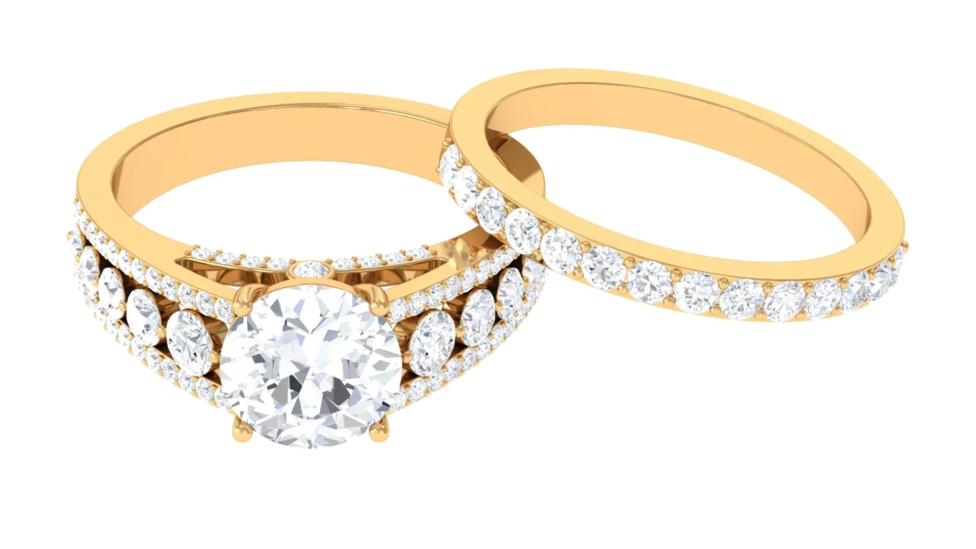 Zircon Designer Wedding Ring Set with Band
