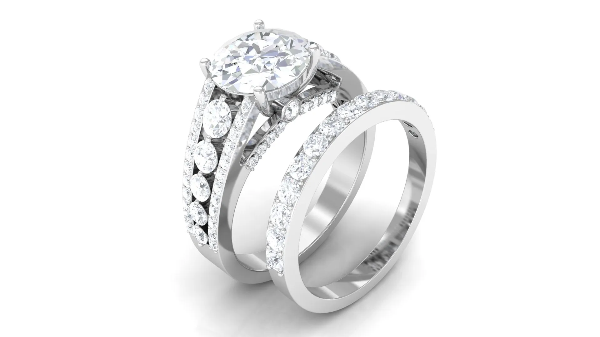 Zircon Designer Wedding Ring Set with Band