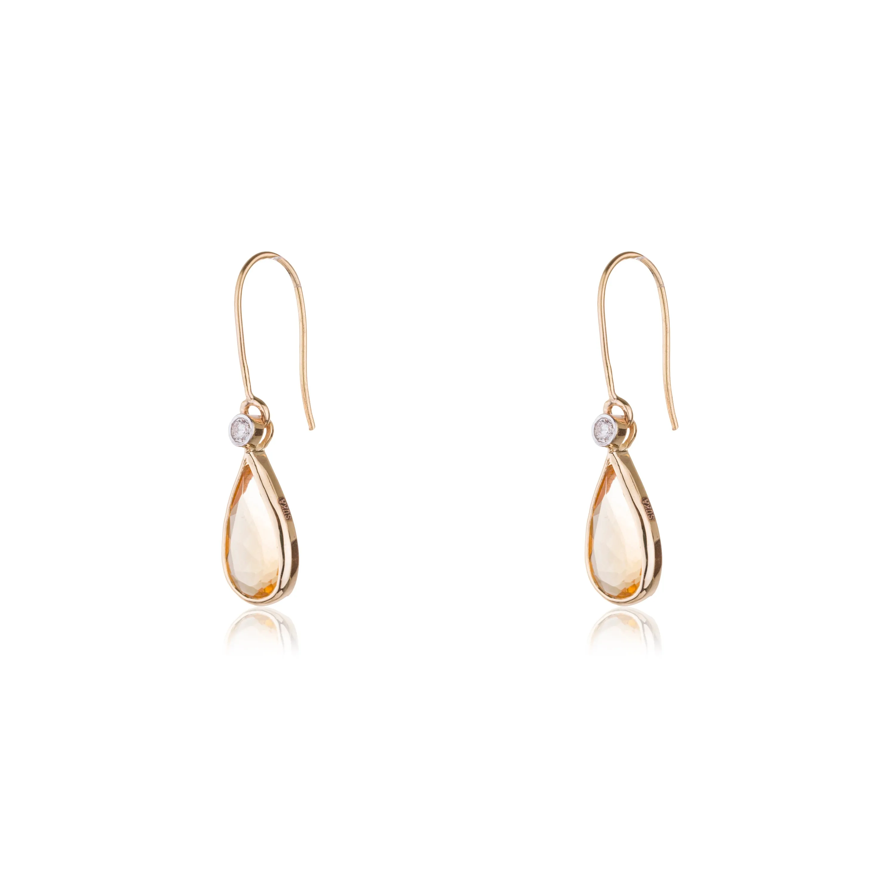 Zoya Citrine Drop with Diamonds, 14K Gold