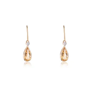 Zoya Citrine Drop with Diamonds, 14K Gold